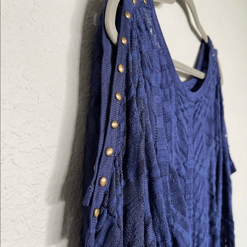 Blue Belted Blouse By Cache